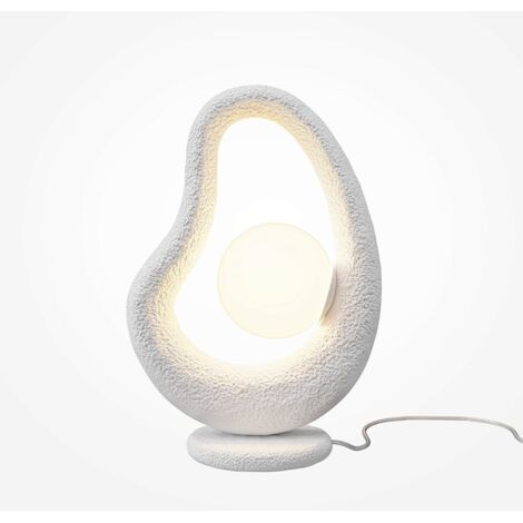 Lampe à poser blanche texturée – globe central LULING