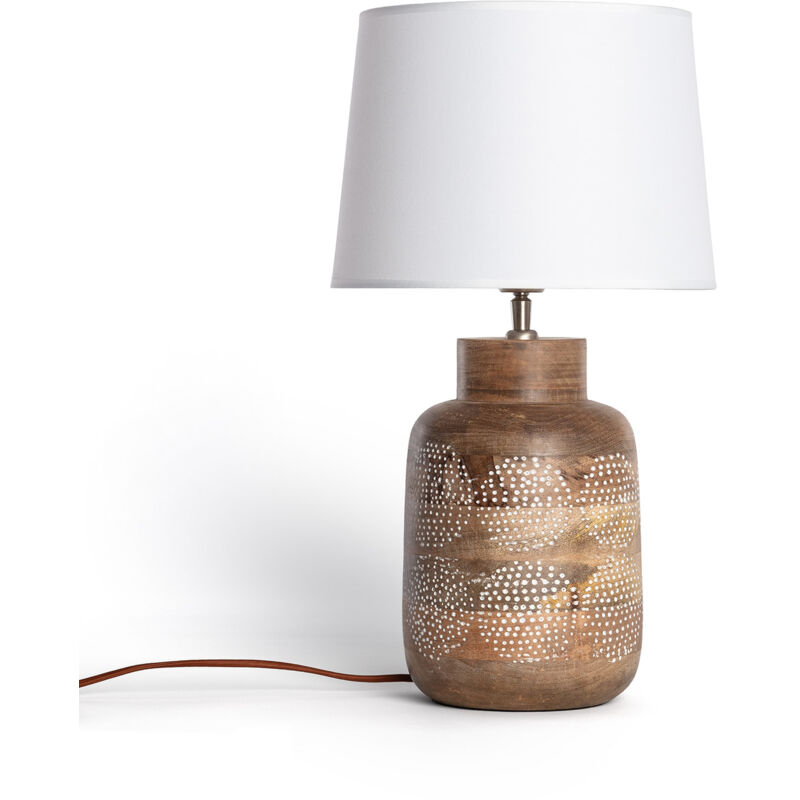 Lampe à Poser Bois Akash ILUZZIA Blanc Lampe à Poser Bois Akash ILUZZIA Blanc