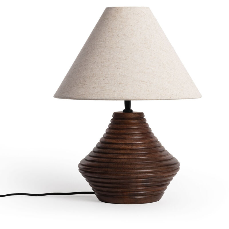Lampe à Poser Bois Akriti ILUZZIA Blanc Lampe à Poser Bois Akriti ILUZZIA Blanc
