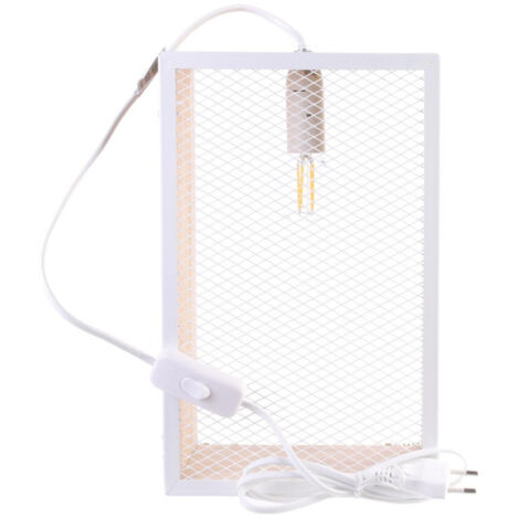 Lampe à Poser Bois & Métal "Cadre" 29cm Blanc & Naturel