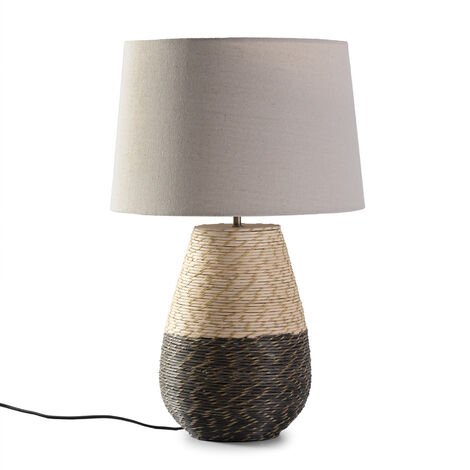 Lampe à poser Botan en rotin naturel, diamètre 40,5 cm