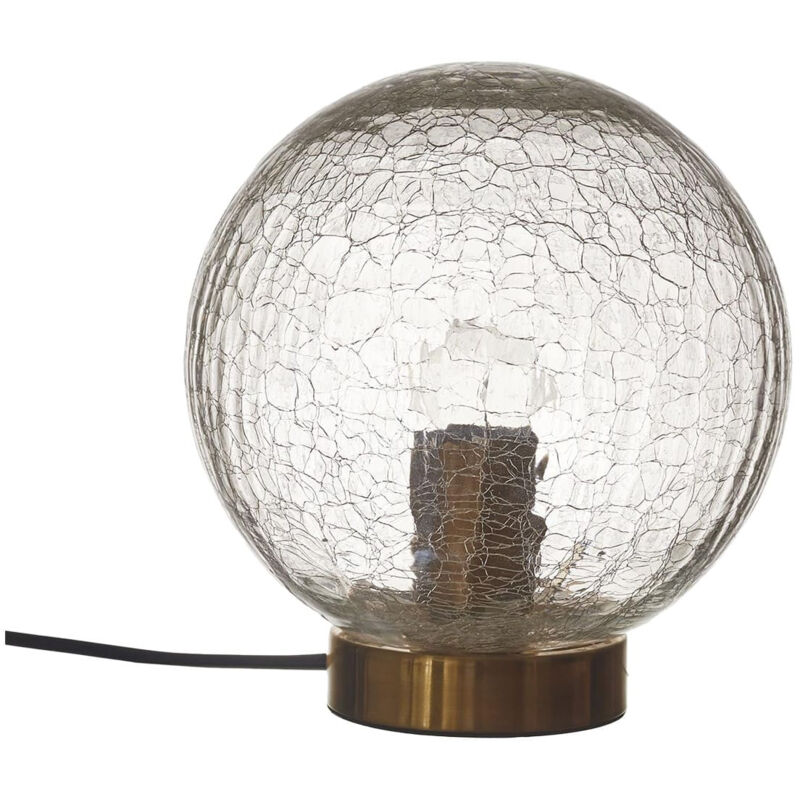 Altobuy - Lampe à Poser Boule en Verre Ciselé Socle Doré Ø20cm
