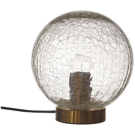 Lampe à Poser Boule en Verre Ciselé Socle Doré Ø20cm