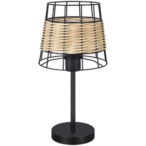 Lampe à poser Burano 1xe27 fer forgé/rotin 41x20x20 cm