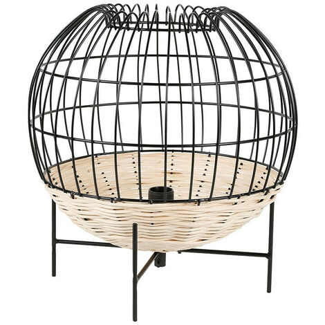 Lampe à poser Calypso boule rotin et métal Ostaria