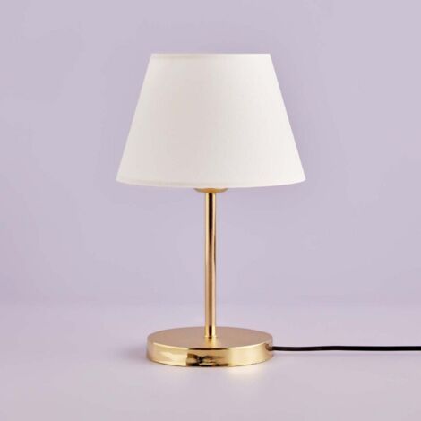 Lampe à poser Camaen H37cm Tissu Blanc et Métal Or