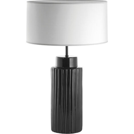 Lampe à poser CERAMIC E27 15W Noir Coton gris