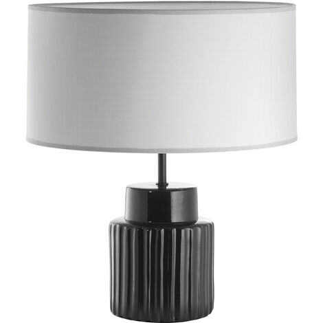 Lampe à poser CERAMIC E27 15W Noir Coton gris