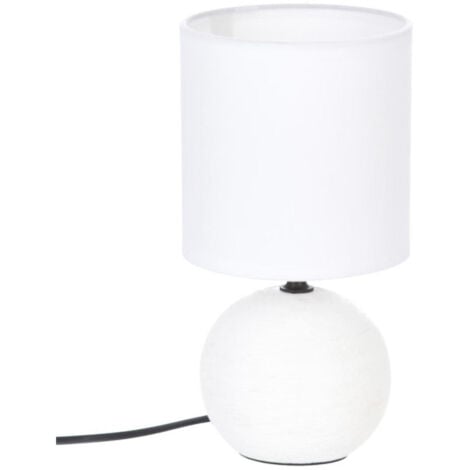 Lampe à Poser Céramique Boule 25cm Blanc Strié