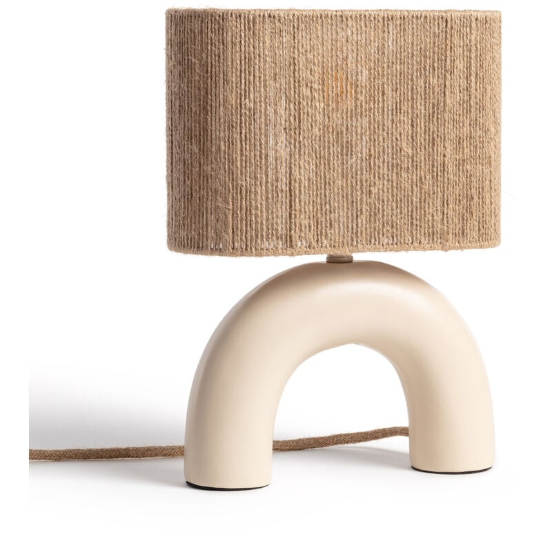 Lampe à Poser Céramique et Corde Naturelle Callie Blanc cassé