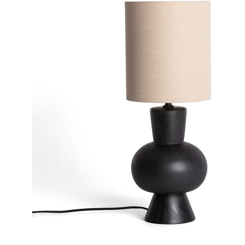 Ledkia - Lampe à Poser Céramique et Lin Amabel Noir