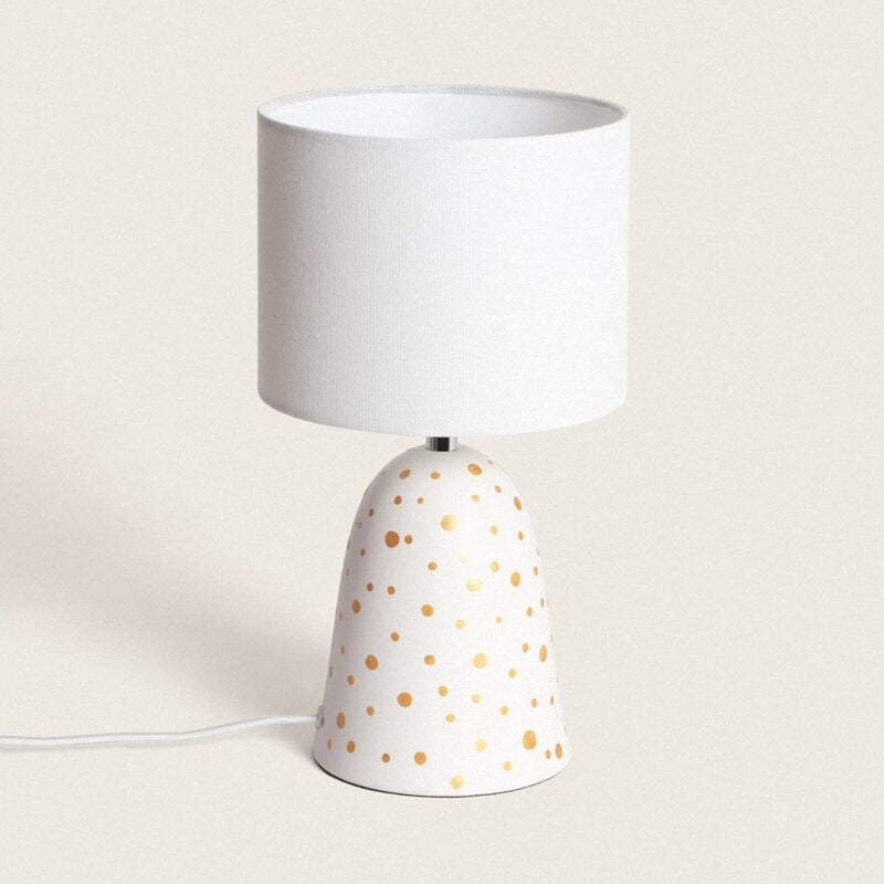 Ledkia - Lampe à Poser Céramique et Tissu Argua Blanc