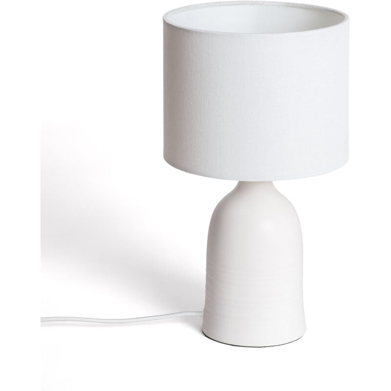Ledkia - Lampe à Poser Céramique et Tissu Barva Blanc