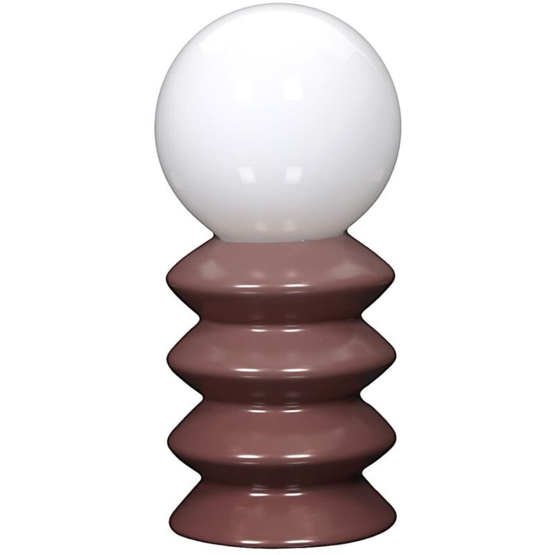 Lampe à poser céramique terracotta abat-jour globe (H41cm) sur piles