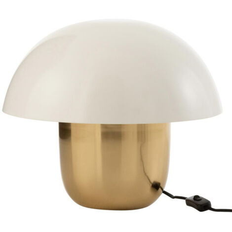 Lampe à Poser "Champignon Métal" 50cm Blanc & Or