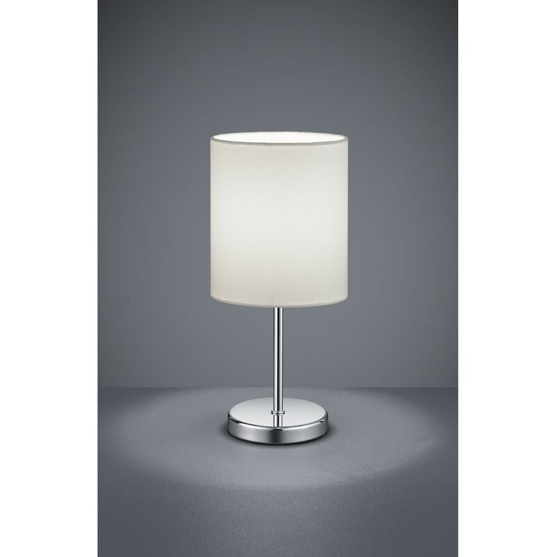 Lampe à poser chromée Jerry Abat-jour blanc Ø13 cm Trio Lighting