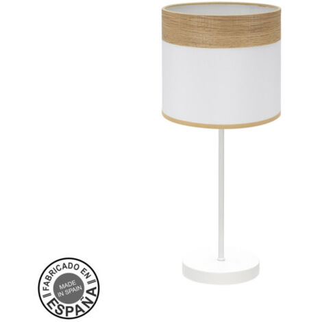 Lampe à poser Cloe 1xe14 Blanc/blanc-bois clair 42x18x18 cm