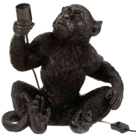 Lampe à Poser Déco "Singe Assis" 37cm Noir