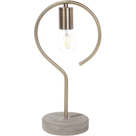 Lampe à Poser Design Industriel en Béton et Métal Doré pour Ampoule Filament E27 Max 40W Éclairage Tendance pour Intérieurs Modernes Urbains Beliani
