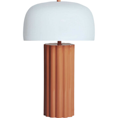 Lampe à poser design moderne en fer terracotta et verre blanc - Terracotta et blanc opale