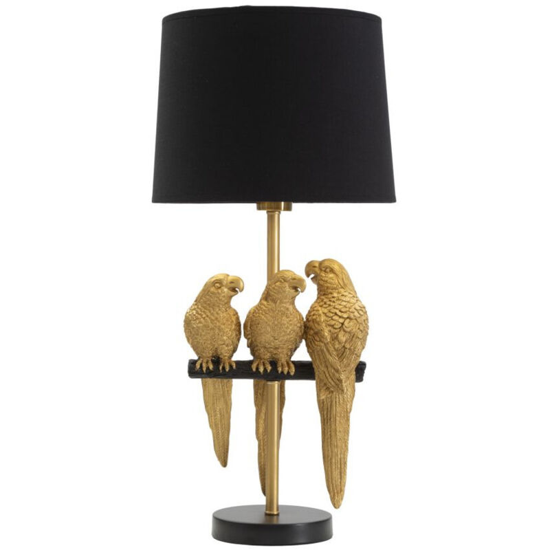 Lampe à Poser Design "Perroquets" 62cm Or & Noir