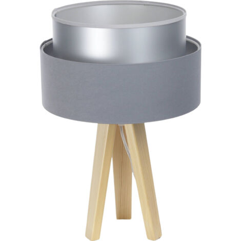 Lampe à poser design satin gris effet lumineux élégant - Gris satin intérieur argenté