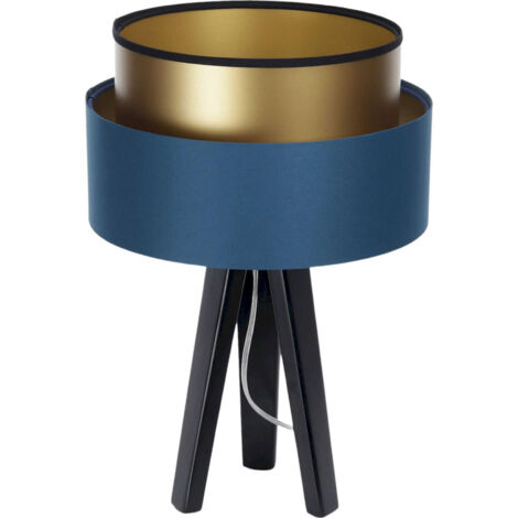 Lampe à poser élégante bleu nuit intérieur doré satin - Bleu marine et intérieur doré