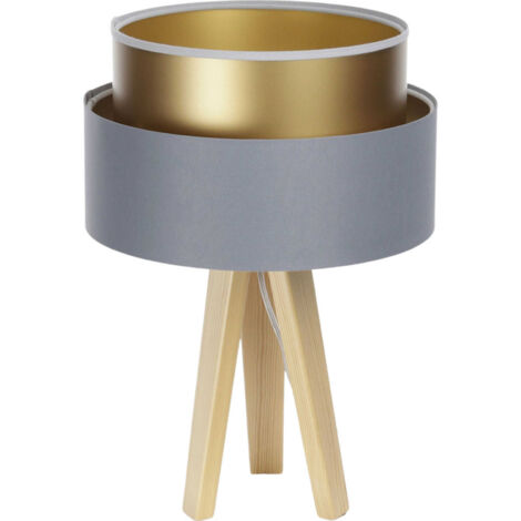 Lampe à poser élégante effet satiné gris et or intérieur lumineux - Gris satin avec intérieur doré