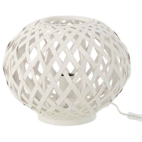 Lampe à Poser en Bambou "Inaya" 32cm Blanc