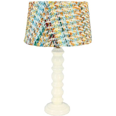 Lampe à poser en bois et abat jour en tissu, ROMY