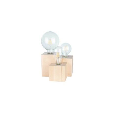 Lampe à poser en Bouleau Naturel, Design 3 Cubes, pour 3 Ampoule, VINCENT - Naturel