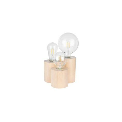 Lampe à poser en Bouleu Naturel, Design Cylindre triple, pour 3 Ampoule, VINCENT - Naturel