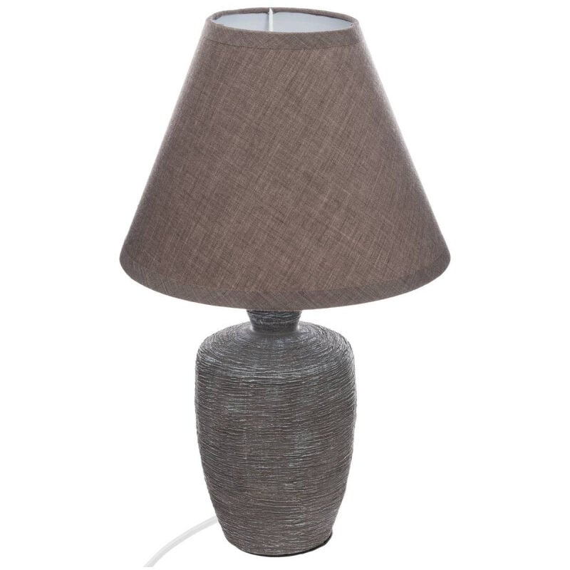 Atmosphera - Lampe à poser en céramique 'Balvy' - Taupe - d 20 x h 32 cm - Livraison gratuite