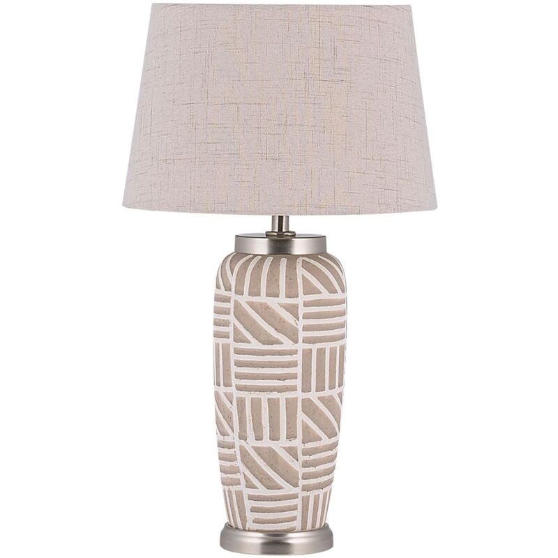 Beliani - Lampe de Table à Poser Déco avec Pied en Céramique Beige et Abat-jour en Tissu E27 Max 40W Éclairage Ambiant pour Salon Moderne