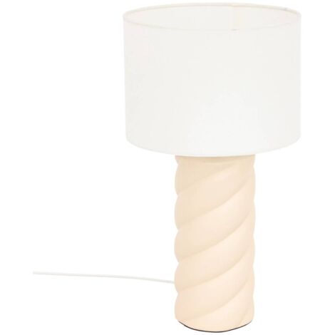 Lampe à poser en céramique Beige et abat-jour en coton Blanc H 44 cm - Atmosphera