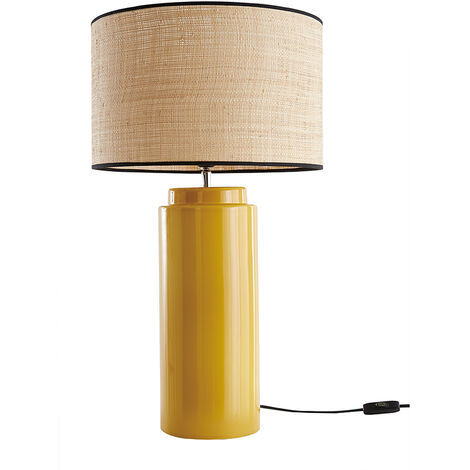 Lampe à poser cône jaune rechargeable en métal LED IP44, 400