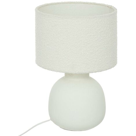 Lampe à poser en Céramique et Abat jour Blanc à bouclettes - Atmosphera