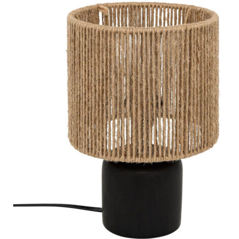 Lampe à Poser en Céramique "Koby" 24cm Noir & Naturel