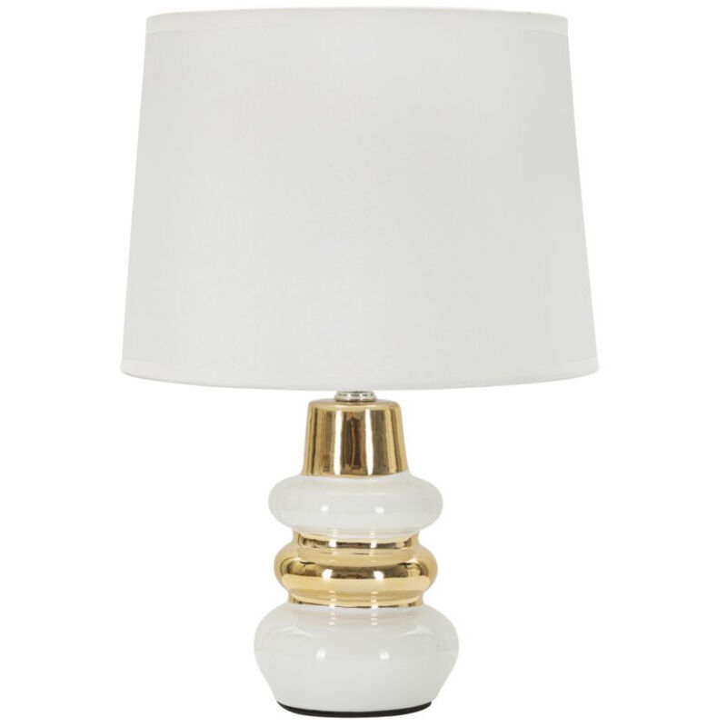 Lampe à Poser en Céramique "Liara" 32cm Blanc & Or Lampe à Poser en Céramique "Liara" 32cm Blanc & Or