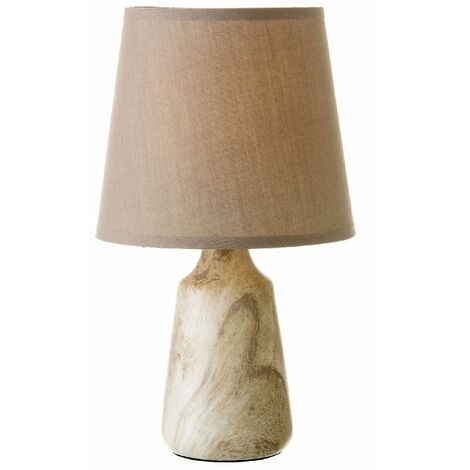 Lampe à poser en céramique marbrée 28 cm – Abat-jour 65 % polyester – Ampoule E14 max 40W – Design moderne pour intérieur – Lolahome