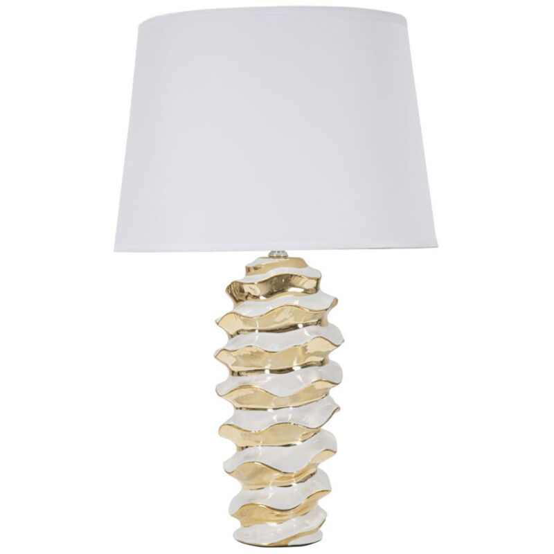 Lampe à Poser en Céramique "Space" 53cm Blanc & Or Lampe à Poser en Céramique "Space" 53cm Blanc & Or