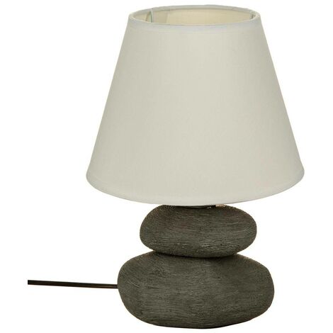 Lampe à poser en céramique striée forme galet H 30 cm - Atmosphera