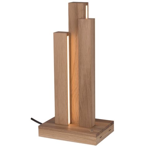 Lampe à poser en Chêne Huilé Design Contemporain avec Variateur Tactile MANHATTAN
