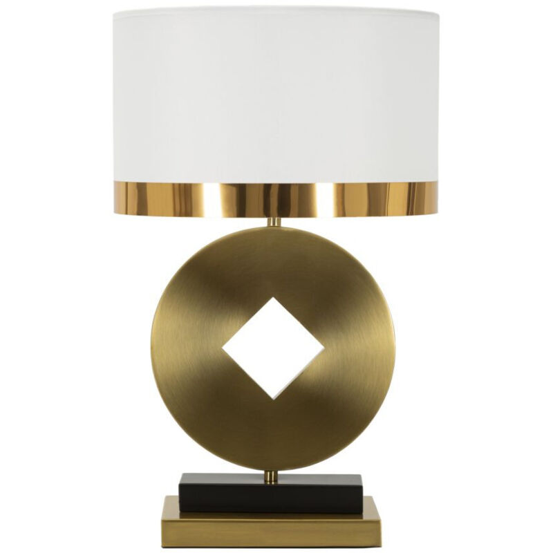 Lampe à Poser en Métal "Coin" 53cm Or & Blanc Lampe à Poser en Métal "Coin" 53cm Or & Blanc