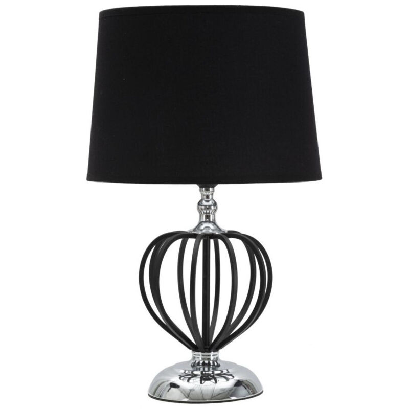 Lampe à Poser en Métal "Darky" 44cm Noir & Argent Lampe à Poser en Métal "Darky" 44cm Noir & Argent