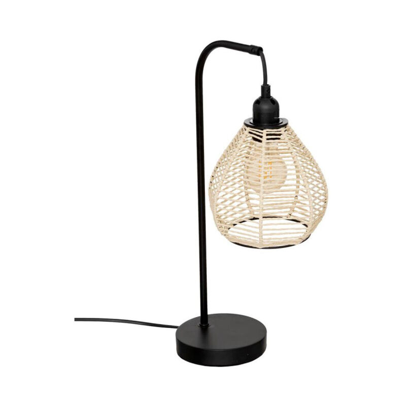 Lampe à Poser en Métal "Delia" 47cm Noir & Naturel