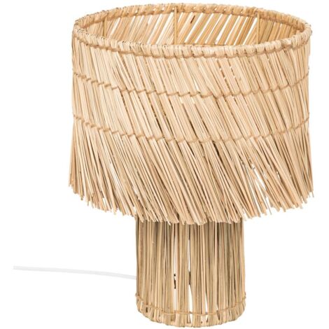Lampe à poser en métal et Roseau Beige H 34 cm - Atmosphera