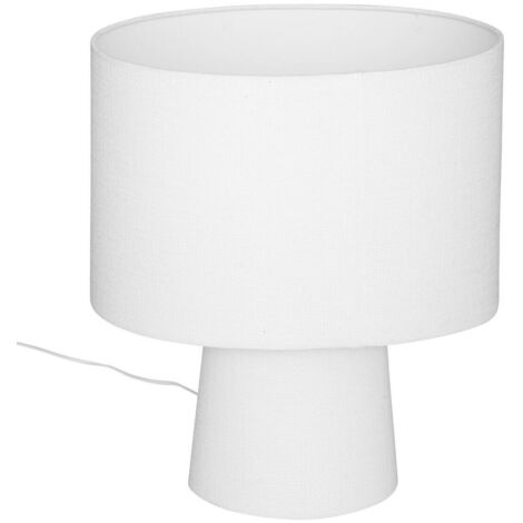 Lampe à poser en métal et tissu Blanc H 45 cm - Atmosphera