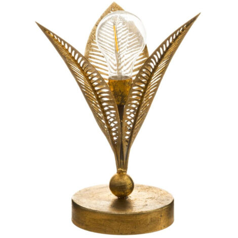 Lampe à Poser en Métal "Feuille" 24cm Or