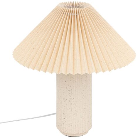 Lampe à poser en porcelaine Beige moucheté et abat-jour en Tetron coton H 38 cm - Atmosphera